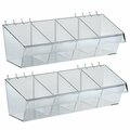 Azar Displays 13W x 4D x 4H Divider Bin, 6 Dividers, 2PK 556114-2PK-W6D